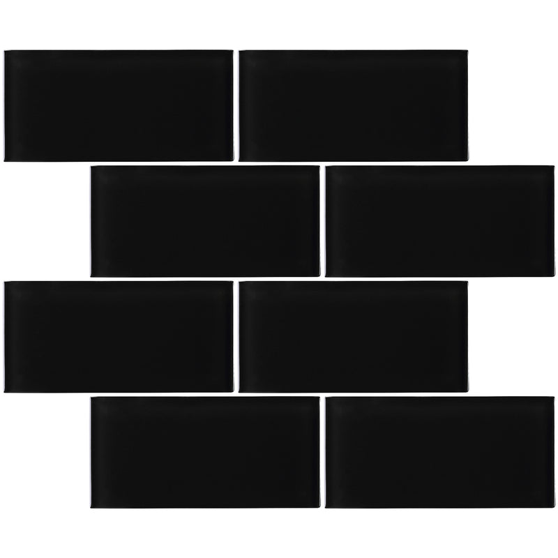 CSA-04  Black 3X6 Glass Subway Tile