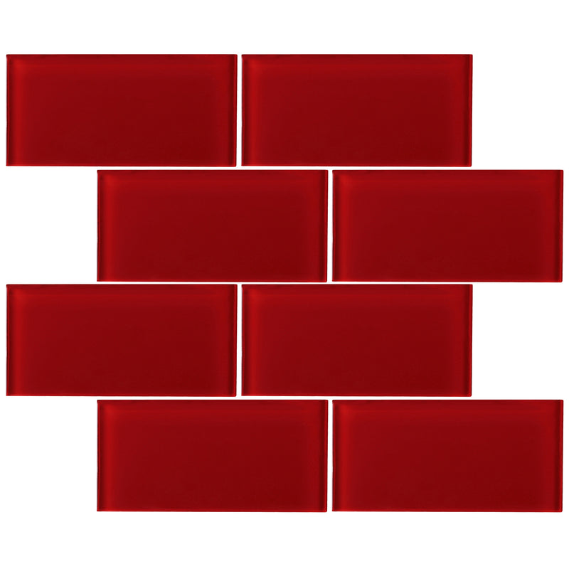 CSA-08  Red 3X6 Glass Subway Tile