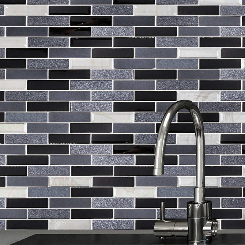 DKT-02  Mix Grey Black Metal Paint Effect Brick Glass Mosaic Tile