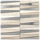 DL-01   Irregular Triangle Wooden Beige Marble And Silver Glass Mosaic Tile