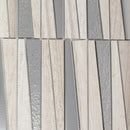 DL-01   Irregular Triangle Wooden Beige Marble And Silver Glass Mosaic Tile