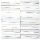 DL-01   Irregular Triangle Wooden Beige Marble And Silver Glass Mosaic Tile