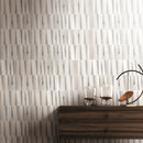 DL-01   Irregular Triangle Wooden Beige Marble And Silver Glass Mosaic Tile