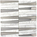 DL-02   Irregular Triangle White Cararra Marble And Silver Glass Mosaic Tile