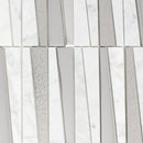 DL-02   Irregular Triangle White Cararra Marble And Silver Glass Mosaic Tile