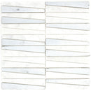 DL-02   Irregular Triangle White Cararra Marble And Silver Glass Mosaic Tile