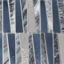 DL-03   Irregular Triangle Cloud Grey Marble And Matallic Glass Mosaic Tile