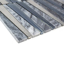 DL-03   Irregular Triangle Cloud Grey Marble And Matallic Glass Mosaic Tile