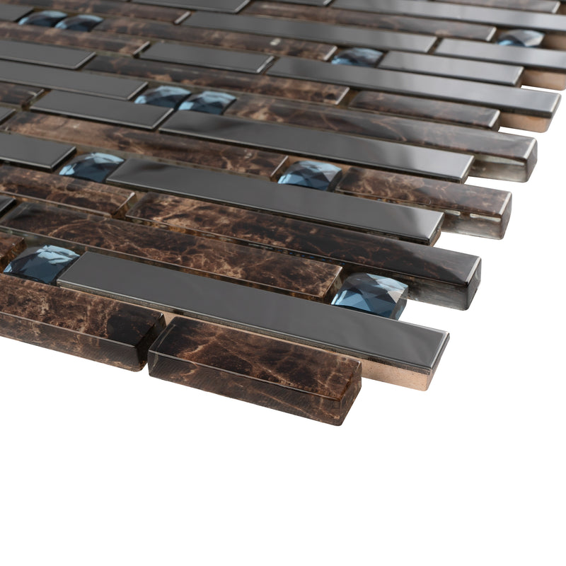 DSS-05  Diamond Series- Emperador Diamond Mosaic Tile