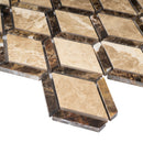 EMP-02  Space Grid - Cedar With Dynasty Border Mosaic Tile