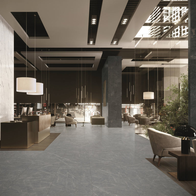 NATURAL+  Lava Grey Polished Porcelain Tile 12"x24",24"x24" Wall & Floor