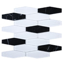 FN-03  Sky Fall - Black Marquina With White Glass Mosaic Tile
