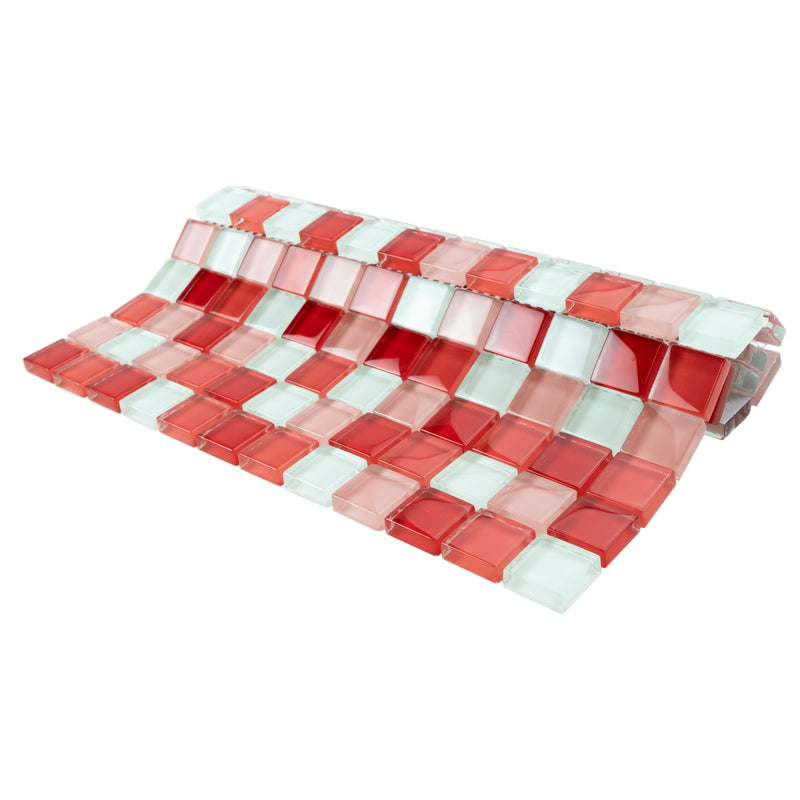GEM-07  Glare Series - Maple - Red Glass Mosaic Tile