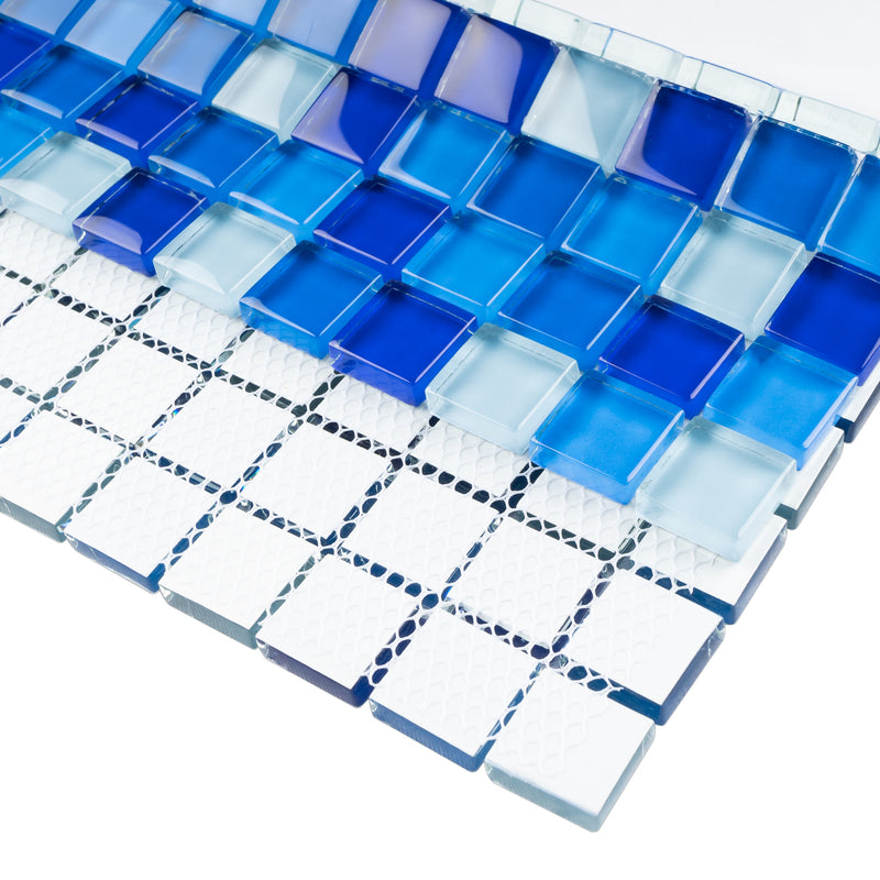 GEM-08  Glare Series - Diving - Blue Glass Mosaic Tile