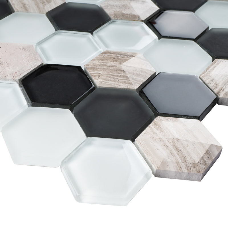 H3D-02  Honeycomb 3D Series - Abstract Mosaic Tile