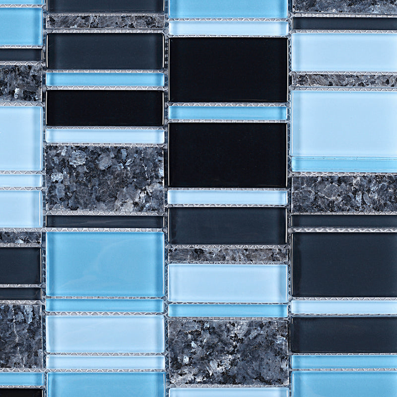 IST-08  Blue Grey Brickmax Mosaic Tile
