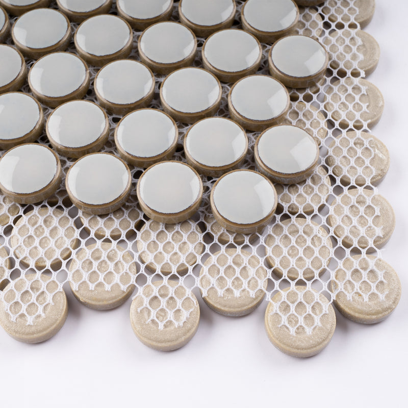 JAPM102  Reactive Glazed Polished Porcelain Penny Round Mosaic Tile