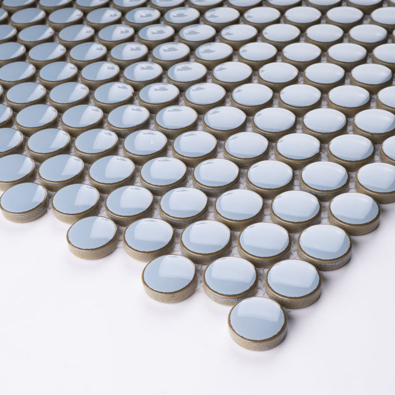 JAPM103  Reactive Glazed Polished Porcelain Penny Round Mosaic Tile