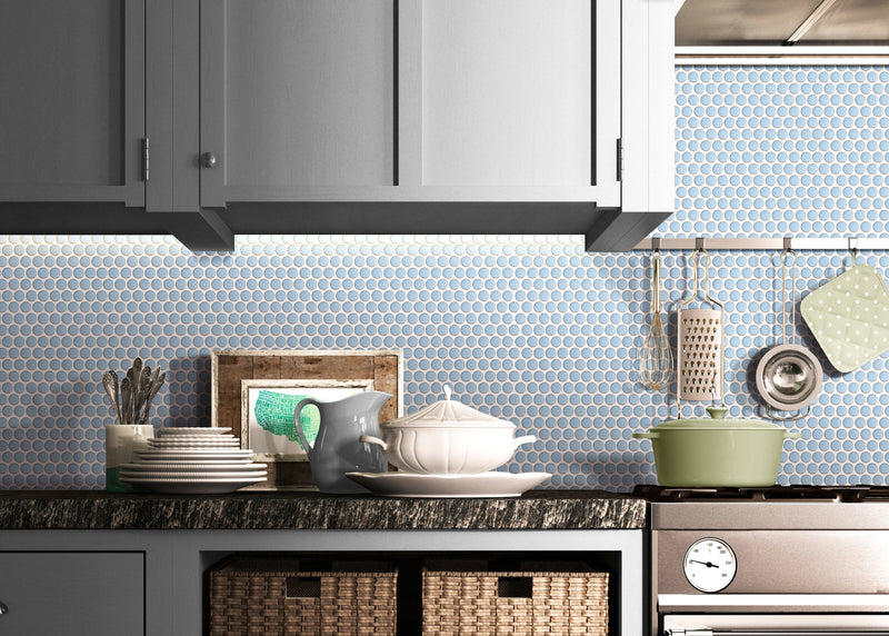 JAPM103  Reactive Glazed Polished Porcelain Penny Round Mosaic Tile