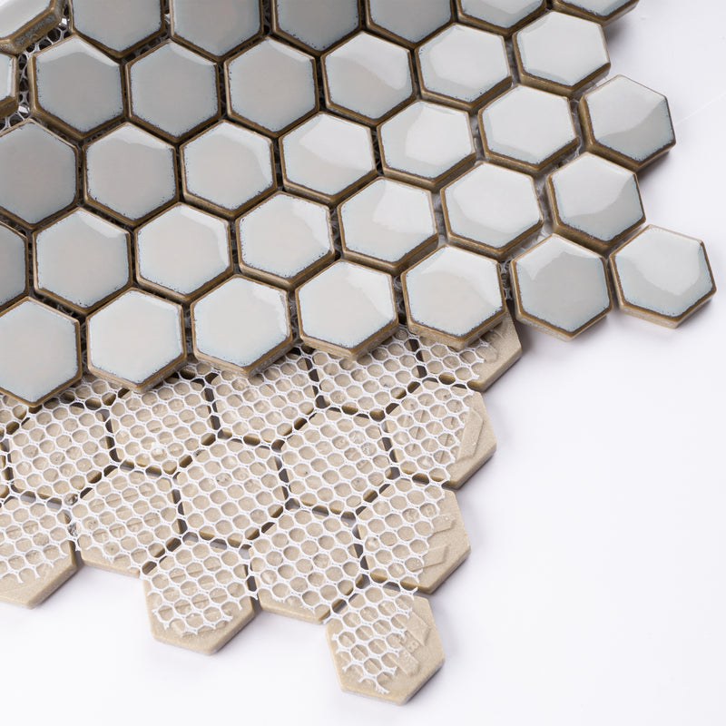 JAPM202 Reactive Glazed Polished Porcelain Tiny Hexagon Mosaic Tile