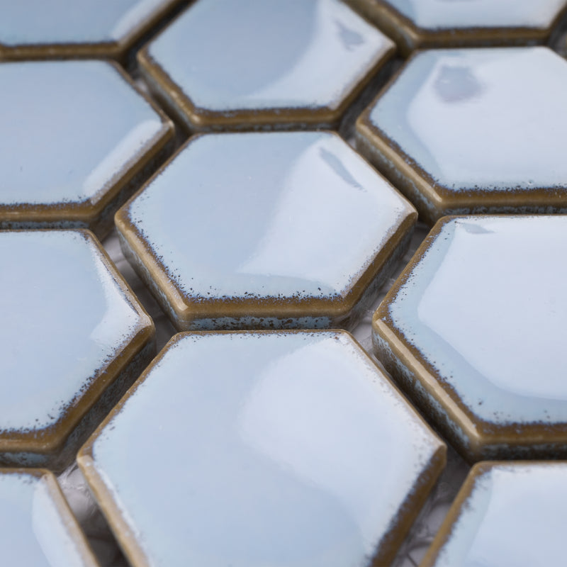 JAPM203 Reactive Glazed Polished Porcelain Tiny Hexagon Mosaic Tile
