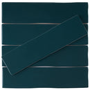 KEZMA  3"x12" Ceramic Subway Wall Tile - Petroleo Blue
