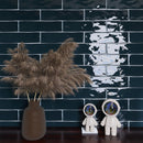KEZMA  3"x12" Ceramic Subway Wall Tile - Petroleo Blue