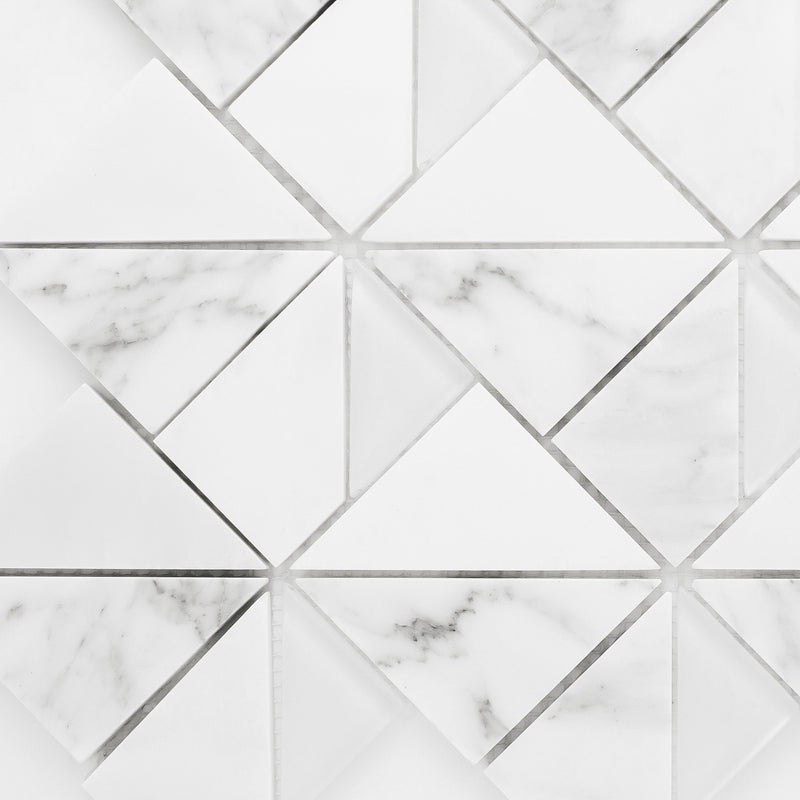 MOP-01  Mountaintop Series - Matteerhorn White Carrara Mosaic Tile