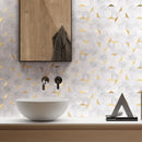 NBG-01  Natural Bianco Series - 3" Orion Hexagon White And Gold  Marble Mosaic Tile
