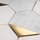 NBG-01  Natural Bianco Series - 3" Orion Hexagon White And Gold  Marble Mosaic Tile