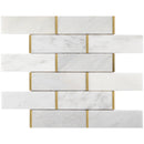 NBG-02  Natural Bianco Series - 2"X 6" Subway Tile White And Gold  Marble Mosaic Tile
