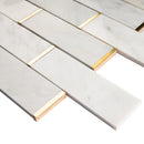 NBG-02  Natural Bianco Series - 2"X 6" Subway Tile White And Gold  Marble Mosaic Tile