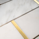 NBG-02  Natural Bianco Series - 2"X 6" Subway Tile White And Gold  Marble Mosaic Tile
