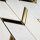 NBG-03  Natural Bianco Series - Chevron White And Gold  Marble Mosaic Tile
