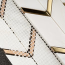 NBG-03  Natural Bianco Series - Chevron White And Gold  Marble Mosaic Tile