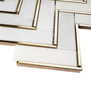 NBG-04  Natural Bianco Series - Herringbone White And Gold  Marble Mosaic Tile