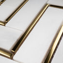 NBG-04  Natural Bianco Series - Herringbone White And Gold  Marble Mosaic Tile