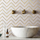 NBG-04  Natural Bianco Series - Herringbone White And Gold  Marble Mosaic Tile
