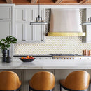 NBG-04  Natural Bianco Series - Herringbone White And Gold  Marble Mosaic Tile