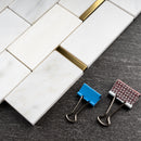 NBG-05  Natural Bianco Series - 2 In. X 4 In. Subway White And Gold  Marble Mosaic Tile