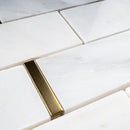 NBG-05  Natural Bianco Series - 2 In. X 4 In. Subway White And Gold  Marble Mosaic Tile