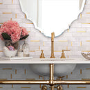 NBG-05  Natural Bianco Series - 2 In. X 4 In. Subway White And Gold  Marble Mosaic Tile