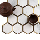 NBG-06  Natural Bianco Series - 3 In. Honeycomb Hexagon White And Gold  Marble Mosaic Tile