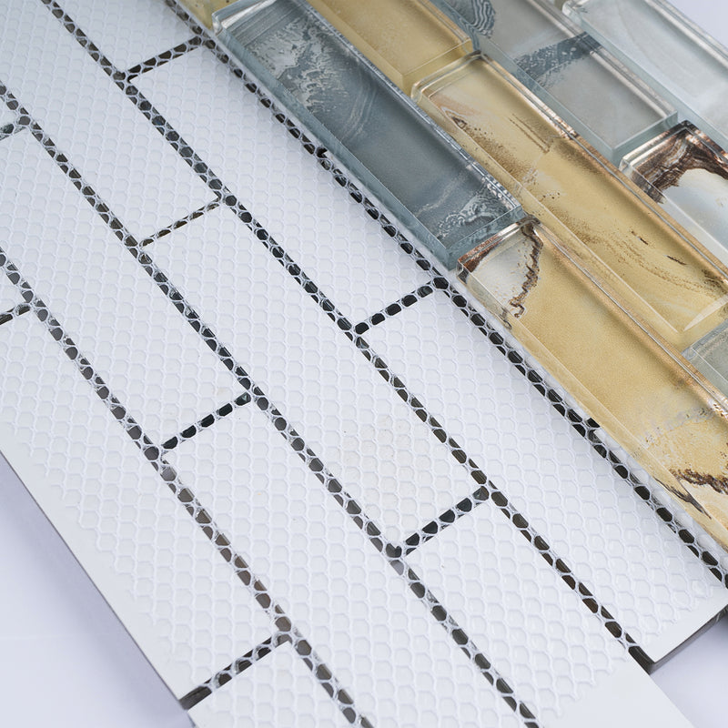 OCS-02  Sahara Beige Glass Mosaic Tile