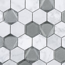 PHAN-04  Phantom Series - Infinity - White Carrara With Grey Glass Mosaic Tile