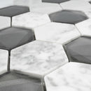 PHAN-04  Phantom Series - Infinity - White Carrara With Grey Glass Mosaic Tile
