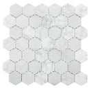 PHAN-04  Phantom Series - Infinity - White Carrara With Grey Glass Mosaic Tile