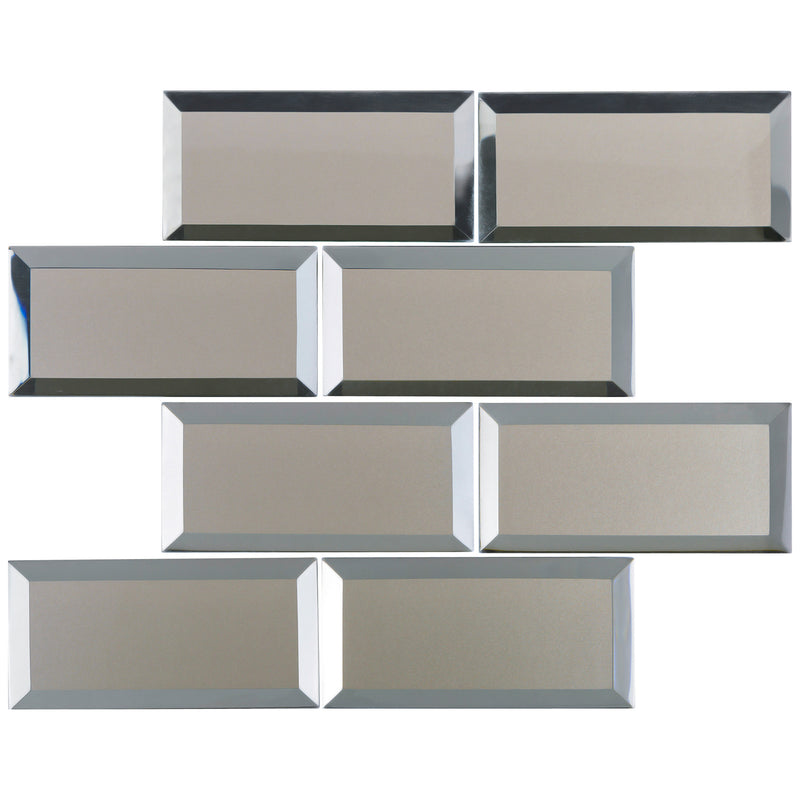 RBM-01  3X6 Silver Glass Subway Tile With Bevel Mosaic Tile