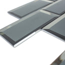 RBM-03  3X6 Grey Glass Subway Tile With Bevel Mosaic Tile