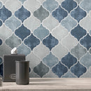 REGL-10  Recycle Glass Blue Arabesque Mosaic Tile